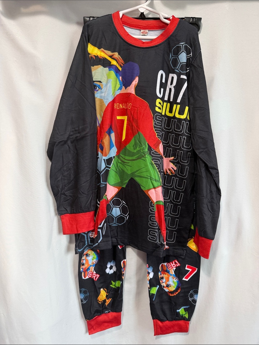 CR7 Kids Black & Red Long-Sleeve Soccer Graphic Top